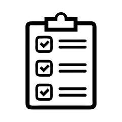 Patient survey icon featuring a clipboard with checkboxes no background