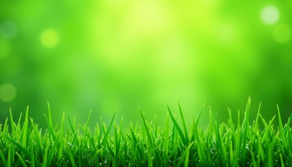 Obraz premium green young grass on a light green and gold background, symbolizing youth, growth and joy of life