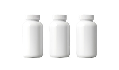 Set of White pill bottle mockup  on transparent background
