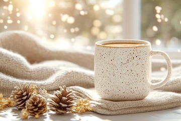 Ceramic Mug with Speckled Design - Perfect for Coffee, Tea, or Hot Beverages, Ideal for Home or Office Decor