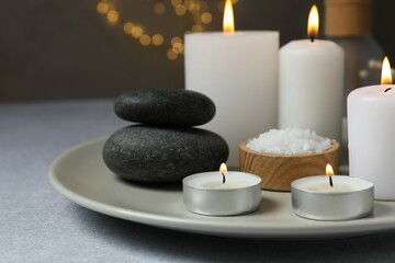 Beautiful composition with candles on the table