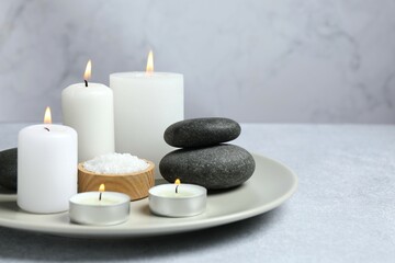 Beautiful composition with candles on the table