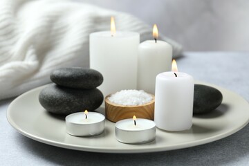 Beautiful composition with candles on the table