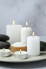 Beautiful composition with candles on the table