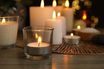 Beautiful composition with candles on the table