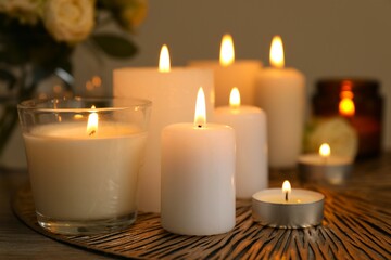 Beautiful composition with candles on the table