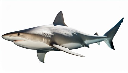 Fototapeta premium Shark side view full body isolate on White background PNG