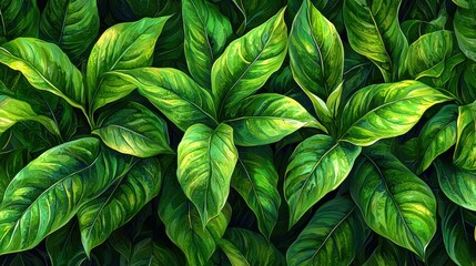 Lush Green Tropical Leaves Background Design