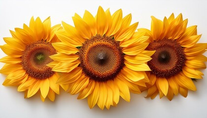 Fototapeta premium Sunflower top view full length isolate on White background