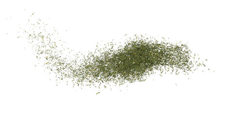 Dry chopped rosemary leaves isolated, clipping path