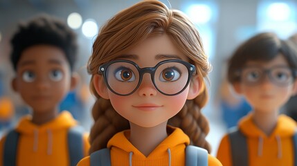 Educational AI avatars engaging students in a vibrant classroom setting