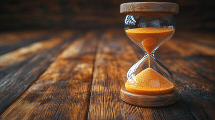 elegant hourglass with flowing sand symbolizes the passage of time, impermanence, and the constant movement of life. It evokes reflection on mortality, change, and the importance of the present moment