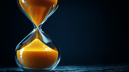 elegant hourglass with flowing sand symbolizes the passage of time, impermanence, and the constant movement of life. It evokes reflection on mortality, change, and the importance of the present moment