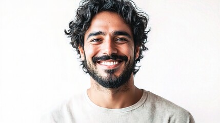 Fototapeta premium Smiling Man with Beard against Light Background