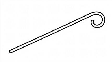 Simple line drawing of shepherd staff, elegant and minimalistic