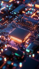 Obraz premium Explore the intricacies of semiconductor circuits through hyperrealistic illustrations