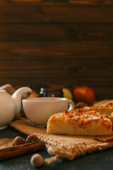 Apple pie and a cup of tea, cozy autumn