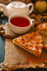 Apple pie and a cup of tea, cozy autumn