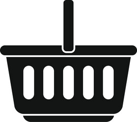 Black silhouette of an empty shopping basket, ready to be filled with groceries