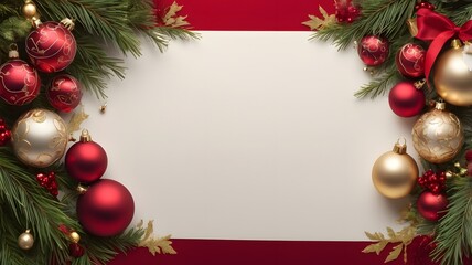 christmas background with branches and balls