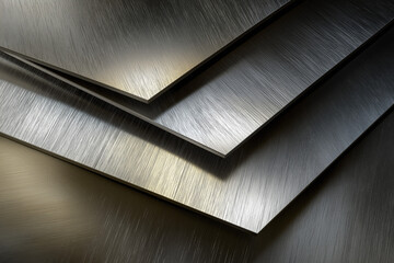 Multilayer sheets of matte silver metal laid chaotically in an abstract pattern with different textures