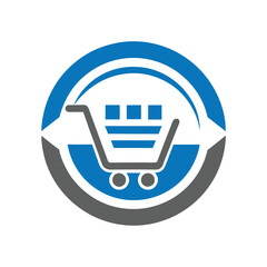 Ecommerce Shopping Cart Logo Design Vector Illustration for Online Retail