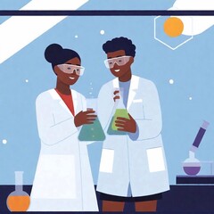 scientist and scientists working in laboratory. scientist working in the lab. scientist and scientist working in a laboratory. science, scientific research and engineering concept