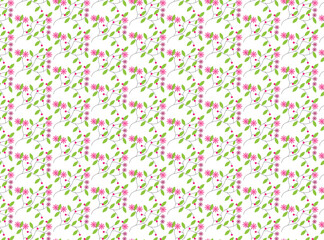 a pattern of pink flowers with the word cherry on the top.