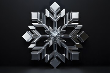 geometric design of silver snowflake pattern, representing holiday decoration, winter and abstract minimalist art