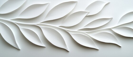Elegant white leaf design in modern interior decor against a smooth background