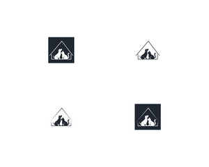 Dog and cat logo design template vector, line of pet logo design suitable for pet shop, store, cafe, business, hotel, veterinary clinic, Domestic animals vector illustration logotype, sign, symbol.