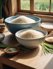 bowl of rice and chopsticks