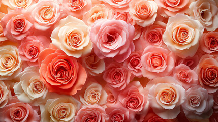 Fresh floral background with roses in full bloom, perfect for valentine and love-themed designs