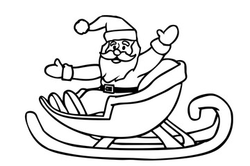 Santa Claus on sleigh coloring book for kids