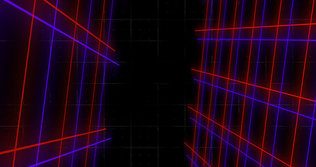 VJ loop space like grid changing colors moving animation bg . Colorful squares moving geometric loop. Future travel transition asset. Dark shiny hologram hud asset. Mesh like shiny tiles. Cloud dots