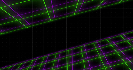 VJ loop space like grid changing colors moving animation bg . Colorful squares moving geometric loop. Future travel transition asset. Dark shiny hologram hud asset. Mesh like shiny tiles. Cloud dots