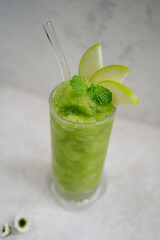 Apple mint smoothie at white background