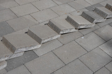 Paving slabs for paths.  Paving slabs made of cement mix. Paving stones made of artificial...