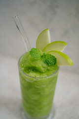 Apple mint smoothie at white background