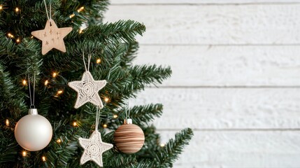 Christmas Tree with Rustic Ornaments.