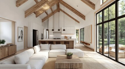 Modern Kitchen and Living Room Interior Design