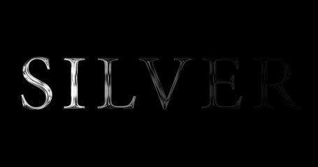 Silver text gold effect metal like shining luxurious glamour effect background. Cinematic title New Year trend celebration festive overlay. Star anniversary appreciation wishing asset. Silver Text.