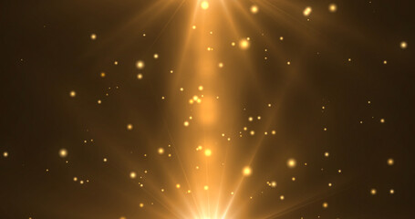 Shimmering golden particles gold flickering stars moving bg. Cinematic award show background. Christmas New Year 2025, 2026 wishes bg. Festive season celebration footage. Luxurious glamours asset.