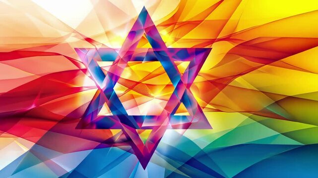 Vibrant star of david symbol on colorful background for jewish holidays. AI