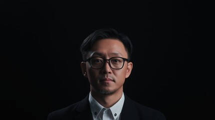 Confident asian entrepreneur presenting modern typography design for business presentation