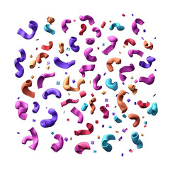 Party popper confetti streamer 3D render illustration.