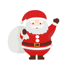 Cute Christmas Santa Claus Illustration. Funny Christmas Santa Claus Clipart. Christmas Decoration Drawing.