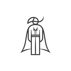 Simple Line Art Illustration of a Superhero with a Cape