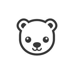 Naklejka premium Simple Line Drawing of a Bears Head with Big Eyes