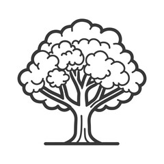 Simple Line Art Illustration of a Tree with a Thick Trunk and Rounded Foliage